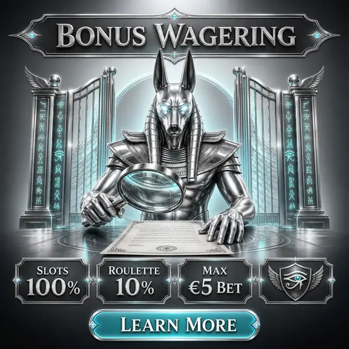 Silver Gatewarden che esamina le regole del requisito di puntata del bonus con lente d'ingrandimento su Winaura