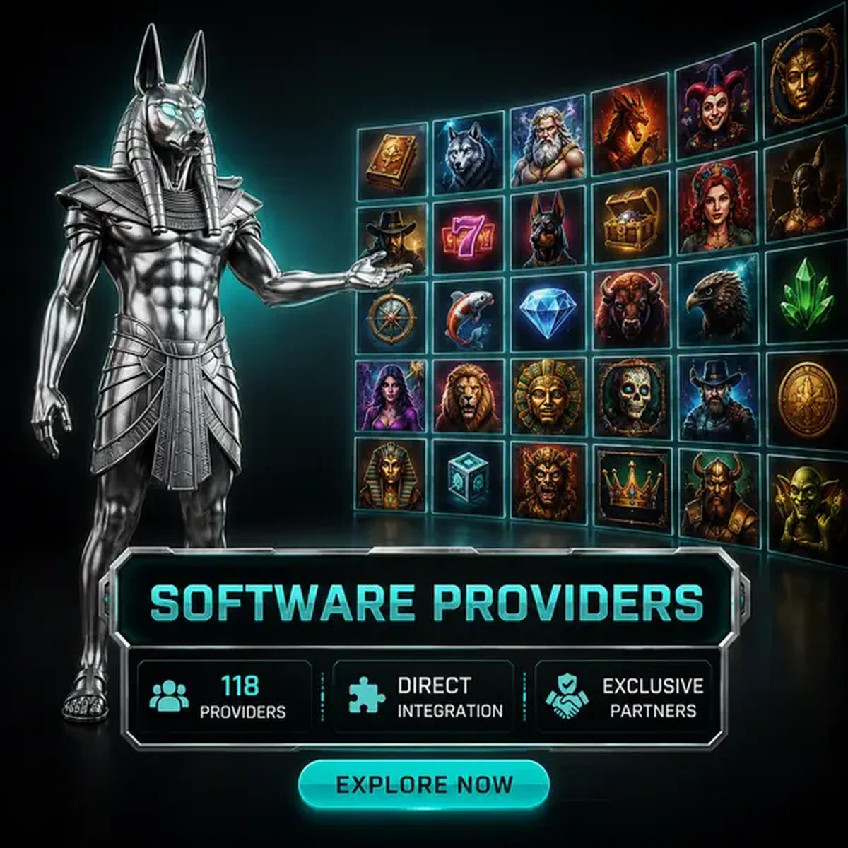 Il Guardiano presenta la collezione curata di 118 provider software di Winaura in elegante display a mosaico
